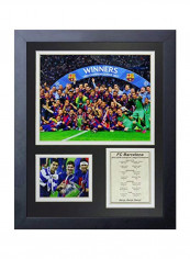 FC Barcelona 2015 UEFA Champions League Winners Collage Photo Frame Black/Blue/Green 11x14inch