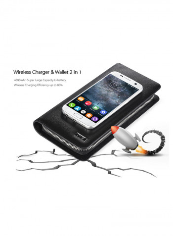 2-in-1 Wireless Charger And Wallet Black
