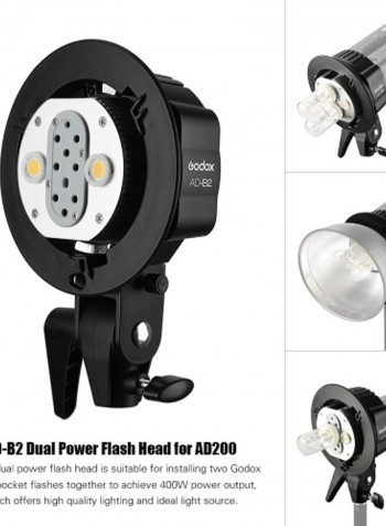 Witstro Double Tube Light Head Bracket For AD200 Black