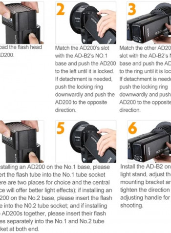 Witstro Double Tube Light Head Bracket For AD200 Black