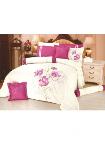 12-Piece Alessandra Duvet Set Cotton White/Pink