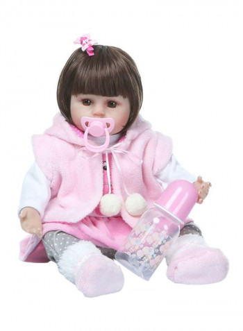 Reborn Baby Doll with Pink Rabbit Outfit 43.3x15x24.5cm
