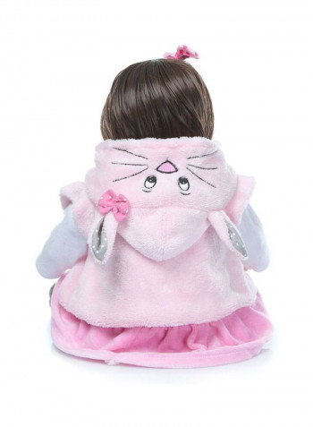 Reborn Baby Doll with Pink Rabbit Outfit 43.3x15x24.5cm