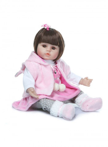 Reborn Baby Doll with Pink Rabbit Outfit 43.3x15x24.5cm