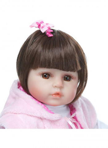 Reborn Baby Doll with Pink Rabbit Outfit 43.3x15x24.5cm