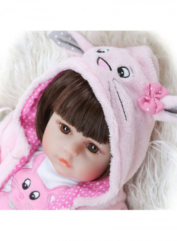Reborn Baby Doll with Pink Rabbit Outfit 43.3x15x24.5cm