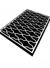Designer Living Room Carpet Black/White 80x160centimeter