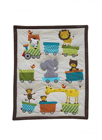 3-Piece Choo Choo Safari Animal Printed Crib Bedding Set