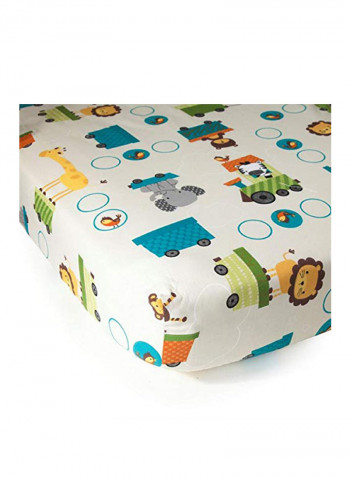 3-Piece Choo Choo Safari Animal Printed Crib Bedding Set