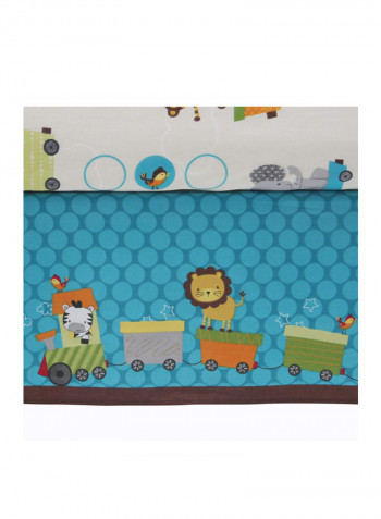3-Piece Choo Choo Safari Animal Printed Crib Bedding Set