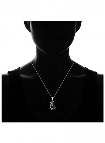 925 Sterling Silver 0.01 Ct Diamond Studded Penguin Pendant Necklace