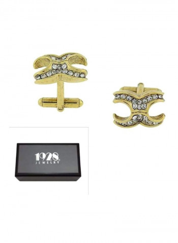 Crystal Studded X Shaped Cufflinks