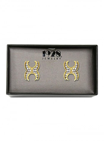 Crystal Studded X Shaped Cufflinks