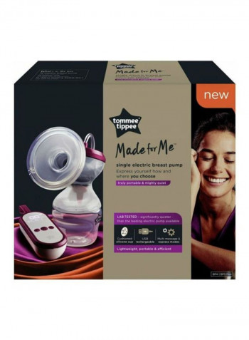 Made For Me Single Electric Breast Pump - White/Pink