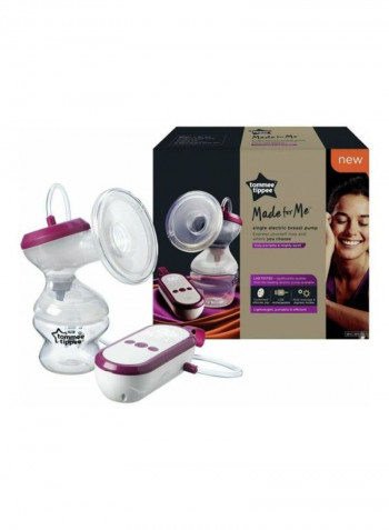 Made For Me Single Electric Breast Pump - White/Pink