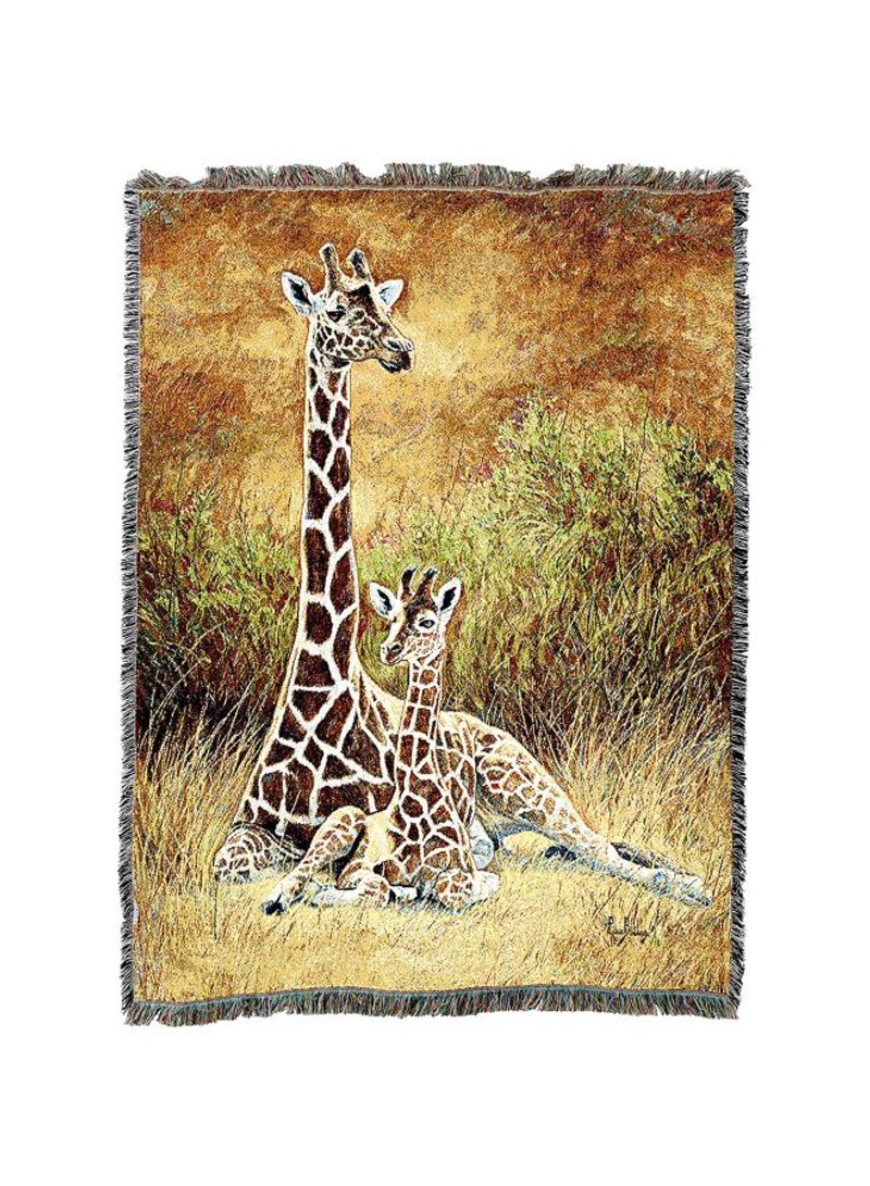 Giraffe Printed Comforting Throw Brown/White/Green 72x54inch