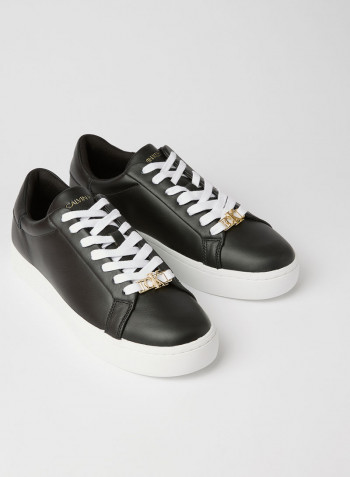 Logo Monogram Leather Sneakers Black