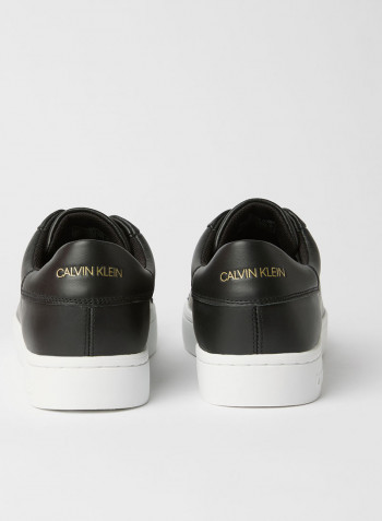 Logo Monogram Leather Sneakers Black