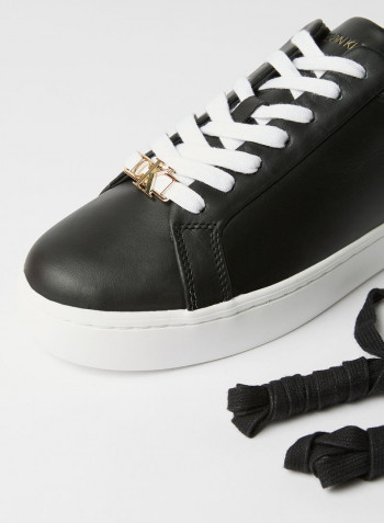 Logo Monogram Leather Sneakers Black