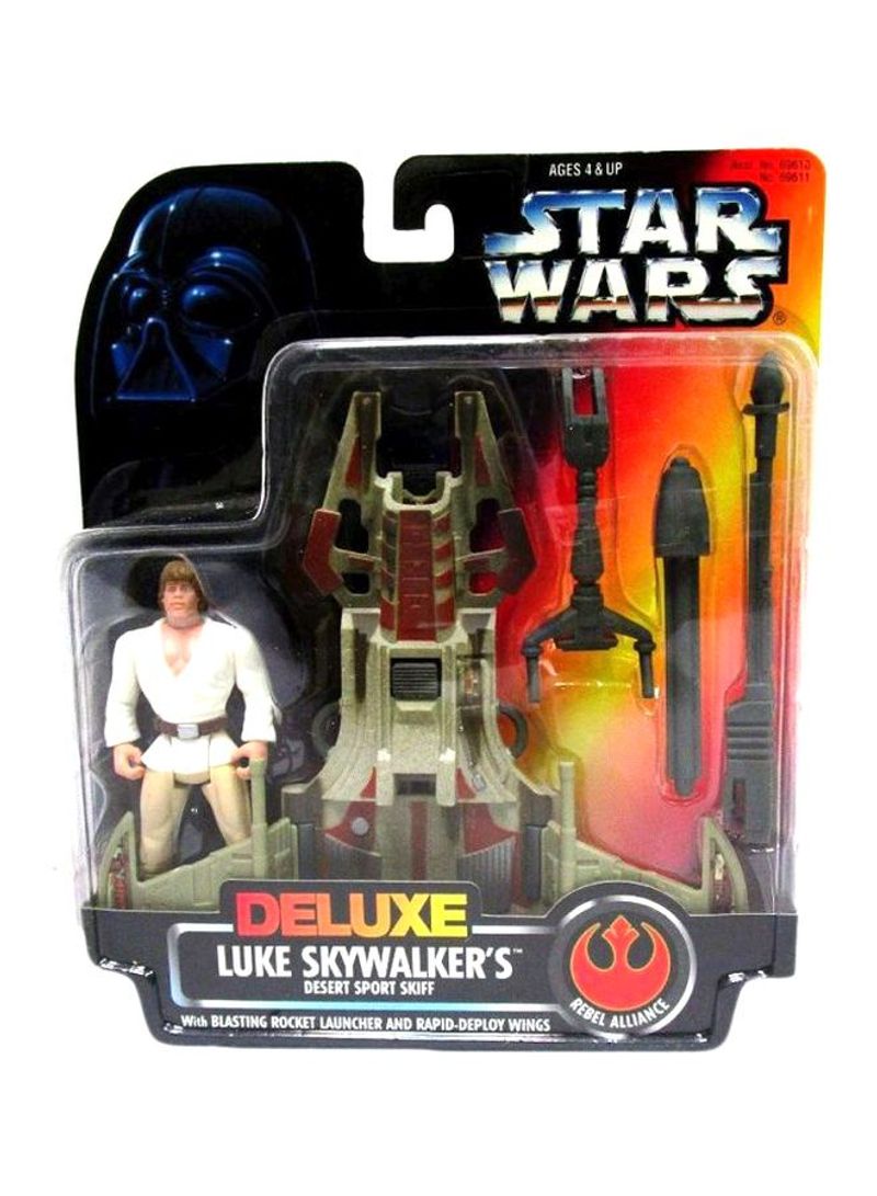 Power Of The Force Orange Card Deluxe Luke Skywalker And Desert Sport Skiff Set