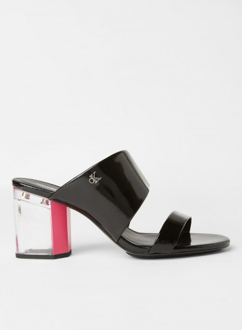 Dual Strap Heel Sandals Black