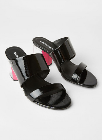 Dual Strap Heel Sandals Black