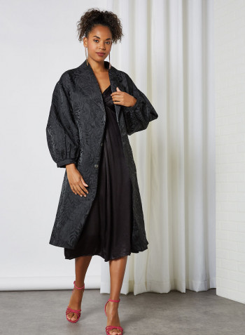 Long Sleeve Resnick Coat Black Jaquard