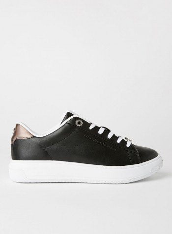 Metallic Leather Cupsole Sneakers Black