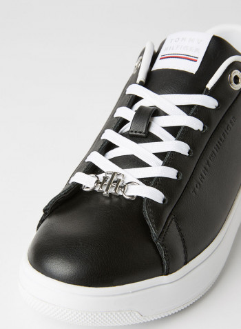 Metallic Leather Cupsole Sneakers Black