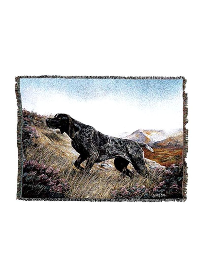 Woven Tapestry Throw Blanket With Fringe Blue/Black/Brown 72x54inch