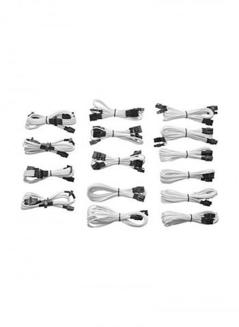 15-Piece 24-Pin Standard Power Cable Kit White/Black