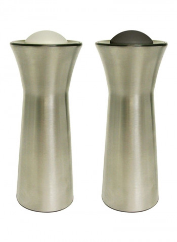 2-Piece Salt And Pepper Dispenser Silver/White/Black 2x6inch