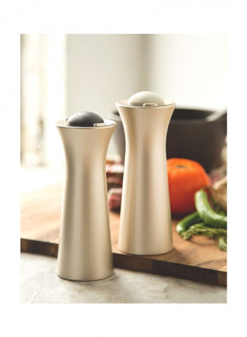 2-Piece Salt And Pepper Dispenser Silver/White/Black 2x6inch