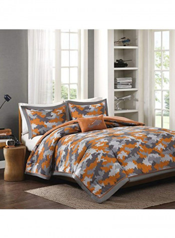 3-Piece Comforter Set Polyester Orange/Grey/White Twin/Twin X-Large