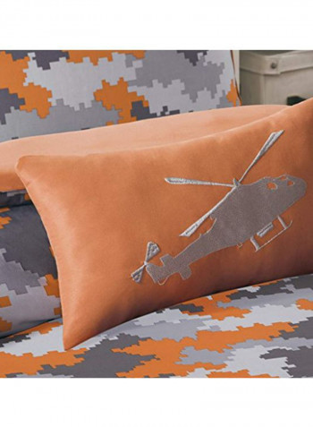 3-Piece Comforter Set Polyester Orange/Grey/White Twin/Twin X-Large
