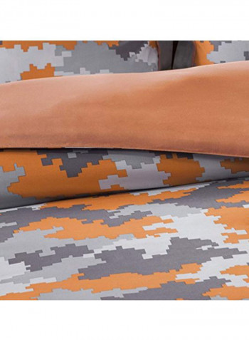 3-Piece Comforter Set Polyester Orange/Grey/White Twin/Twin X-Large