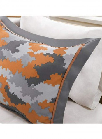 3-Piece Comforter Set Polyester Orange/Grey/White Twin/Twin X-Large