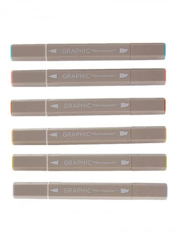 6-Piece Earth Graphic Alcohol Marker Set Gold/Amber/Pear Green