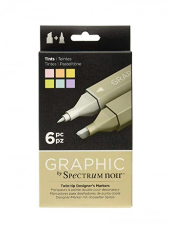 6-Piece Twin Graphic Marker Set Purple/White