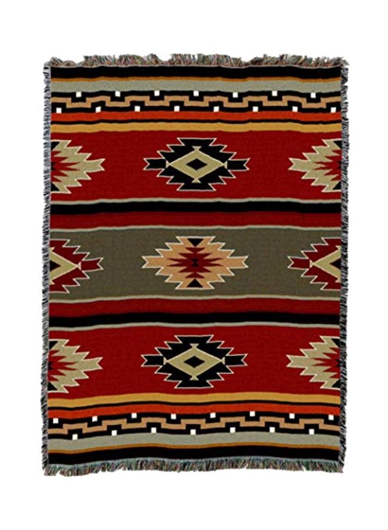 Cotton Camp Blanket Red/Brown/Black 72x54inch