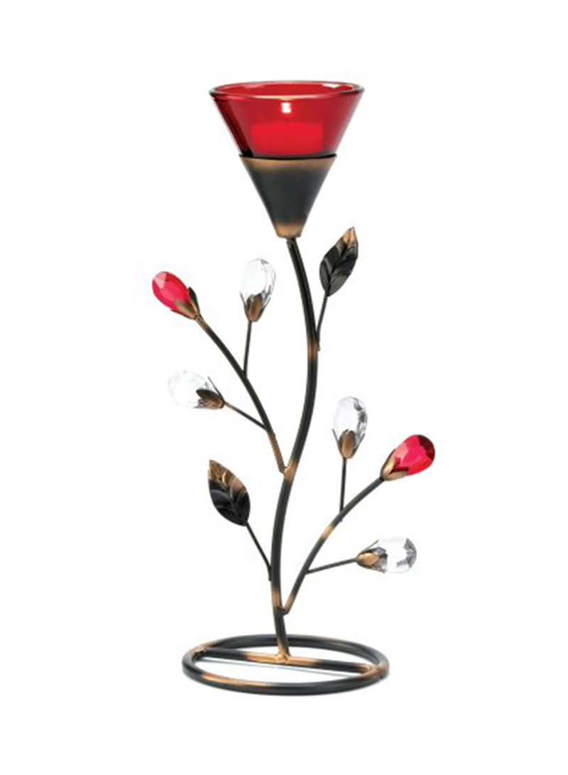 Ruby Blossom Tealight Candle Holder Stand Bronze/Red 11.2x6x4inch
