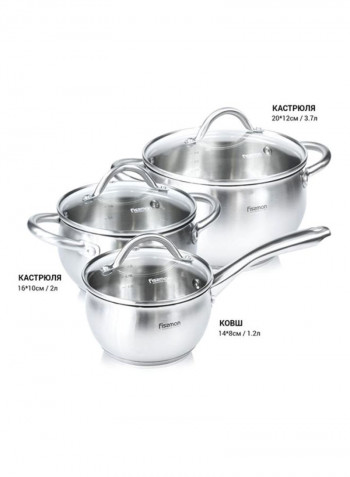 3-Piece Nancy Cookware Set With Lid Silver 23х17centimeter