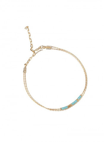 7-Piece 18 Karat Gold Plated Beaded Chain Bracelet
