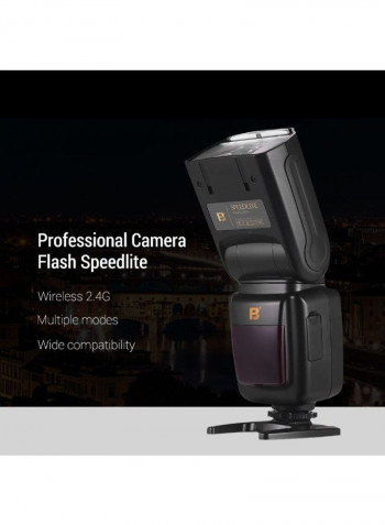 Professional Wireless Camera Flash Speedlite With Hot Shoe Mount Black
