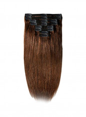 8-Piece Clip-On Straight Hair Extension 4 Medium Brown 14inch