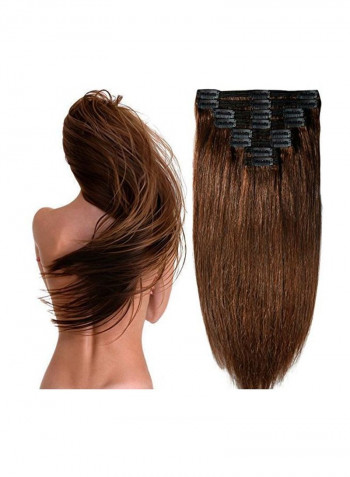 8-Piece Clip-On Straight Hair Extension 4 Medium Brown 14inch
