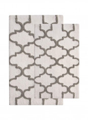 2-Piece Cotton Bath Rug Set White/Grey