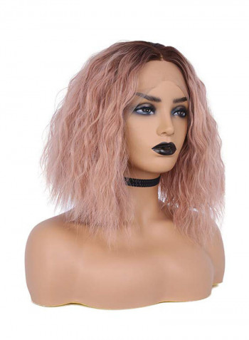 Heat Resistant Wavy Lace Front Wig Ombre Pink 14inch