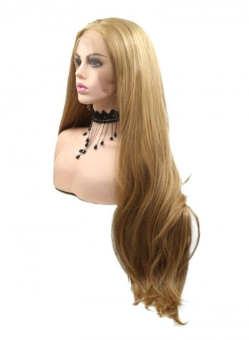 Synthetic Lace Front Long Straight Wig Brown 26inch