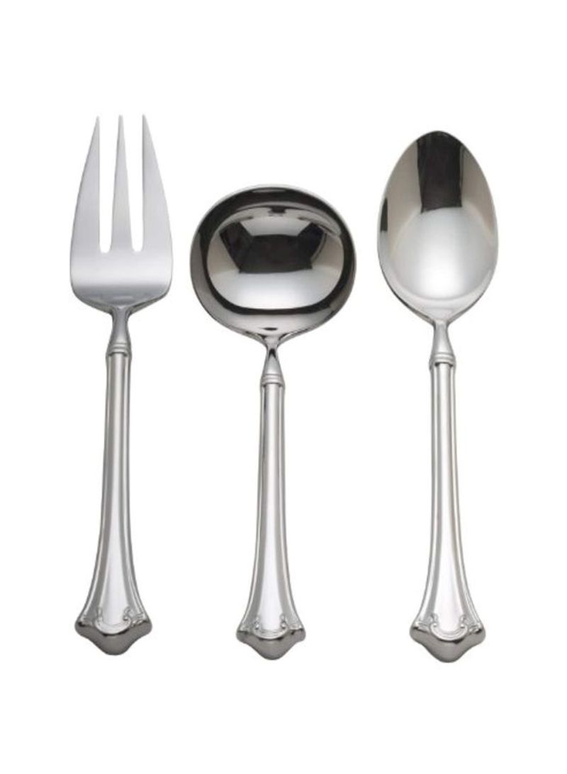 3-Piece Stainless Steel Serving Set Silver